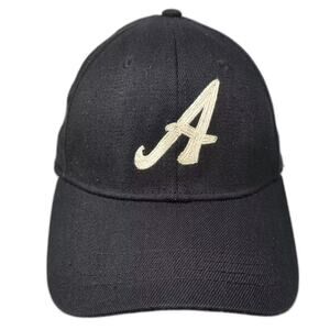 Aeropostale Baseball Cap Black White Size M Fitted Embroidered Logo Stretch Hat